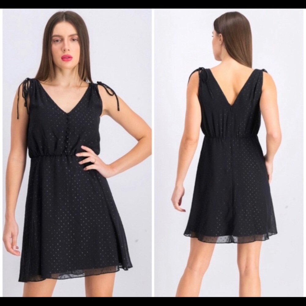 Gal Meets Glam Elora Swiss Dot Navy Blue Dress